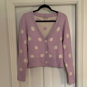 Sincerely Jules Lavender Polka Dot Cardigan